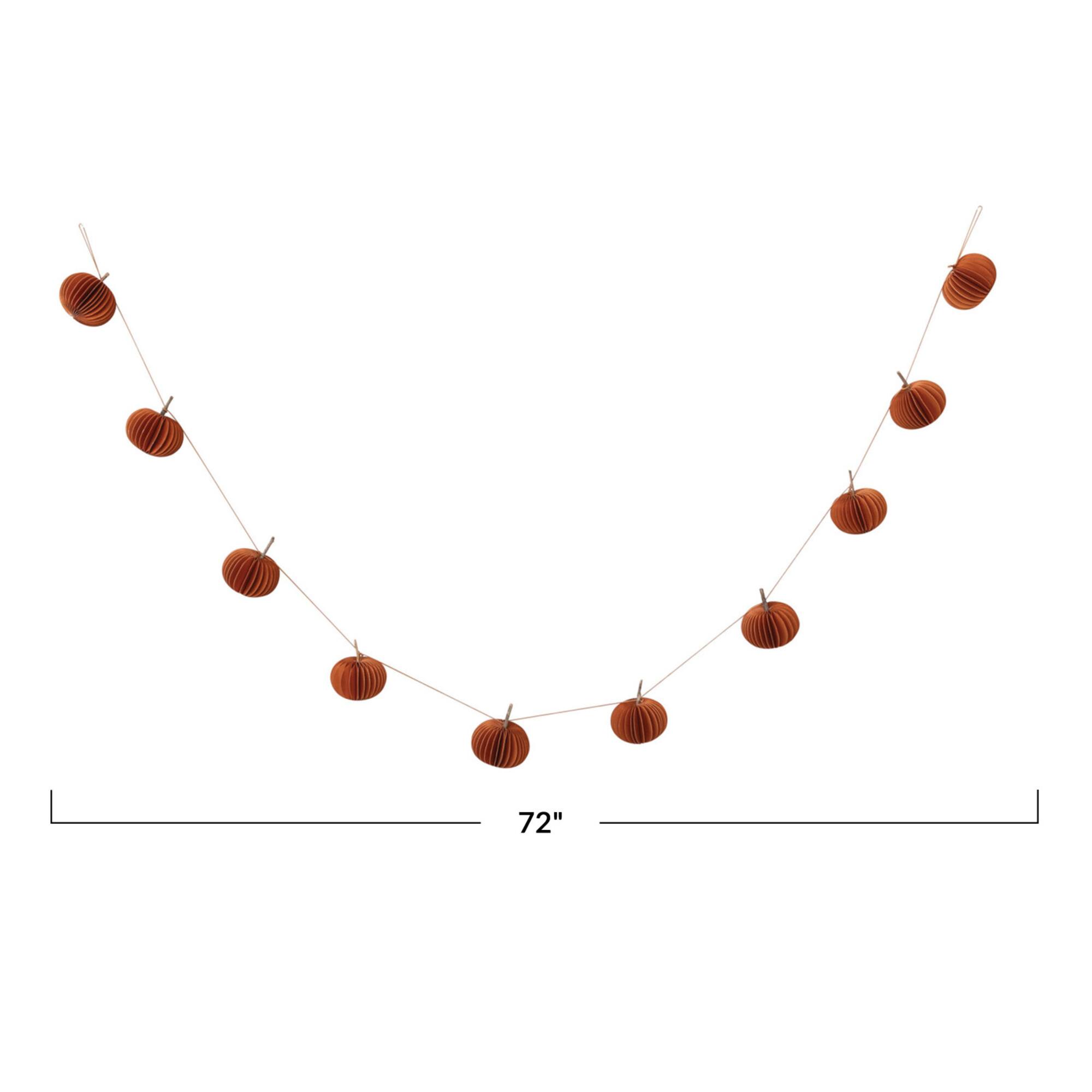 Hello Honey® 6ft. Orange Paper Folding Honeycomb Pumpkin Garland